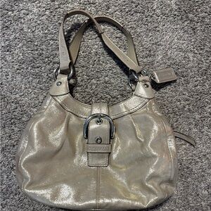 Shimmering Gold Coach Shoulder Bag